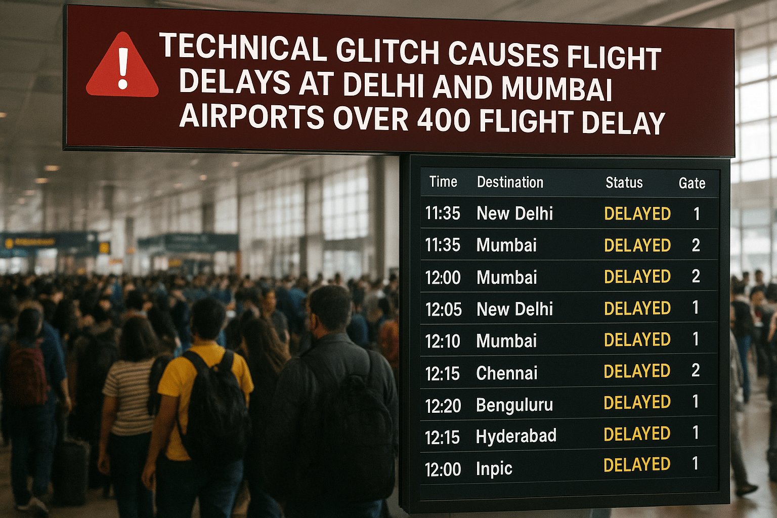 Massive Technical Glitch Disrupts Flights at Delhi & Mumbai Airports — Over 400 Delays Reported Today